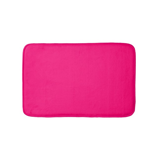 Chic hot pink fuchsia solid plain elegant modern bath mat (Front)