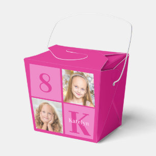 Chic Hot Pink Girls Photo Birthday Party Favor Box