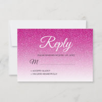 Chic Hot Pink Glitter Ombre RSVP
