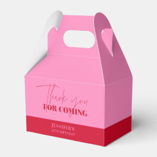 Chic Hot Pink Red Birthday Thank you Favor Box