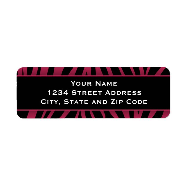 Chic Hot Pink Zebra Stripes Return Address Labels (Front)