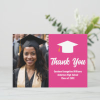 Chic Hot Rose Graduation Photo Merci personnalisé