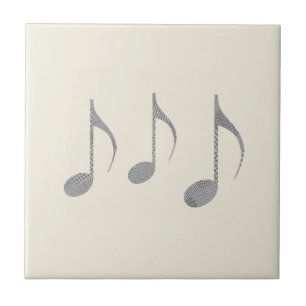 Chic Houndstooth Musical Notes Pattern Tile