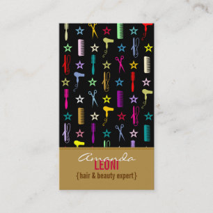 Chic Hues Multicolor Salon Tools Vertical Business Card