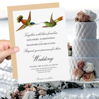 Chic Hummingbird faire-part de mariage Bush rose