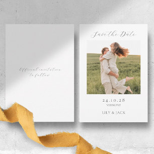 Chic Hydrangea Script Photo Save The Date Card