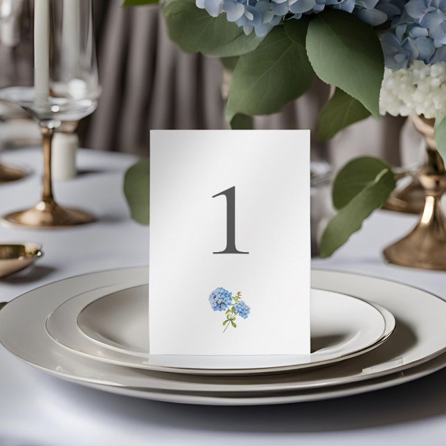 Chic Hydrangea Table Number Wedding Flat Card (Creator Uploaded)
