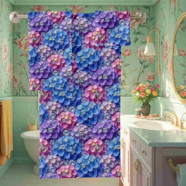 Chic Hydrangeas and Diamonds Towel Set (Creator Uploaded)