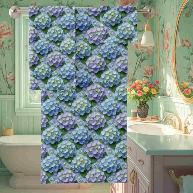 Chic Hydrangeas and Diamonds Towel Set (Creator Uploaded)