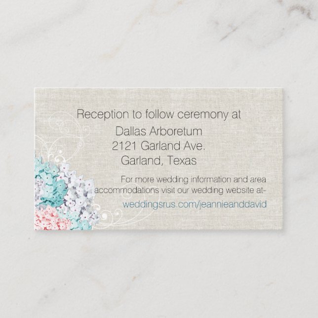 Chic Hydrangeas Wedding Enclosure Card (Front)