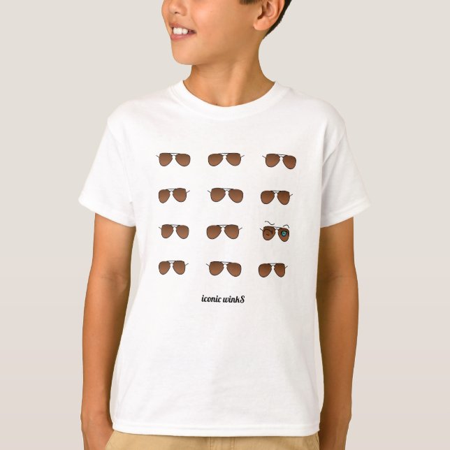 Chic iconic winkS Aviator Glasses Brown Pattern T-Shirt (Front)