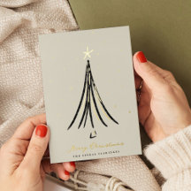 Chic Illustrated Christmas Tree Gold