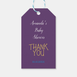 Chic Indigo Gold Colour Minimalist Baby Shower Gift Tags