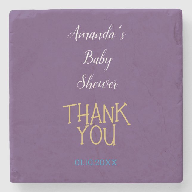 Chic Indigo Gold Colour Minimalist Baby Shower Stone Coaster (Front)