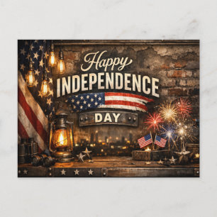 Chic Industrial Independence Day Holiday Postcard