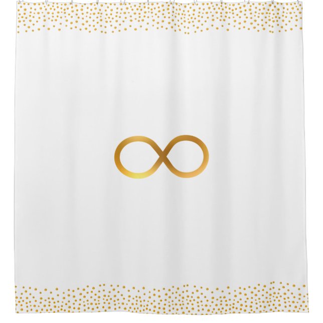 Chic Infinity Symbol & Gold Confetti on White (Front)