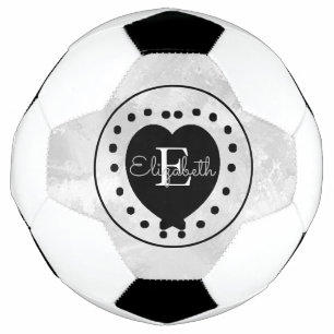 Chic Initial Monogram Black White Grey Heart Soccer Ball