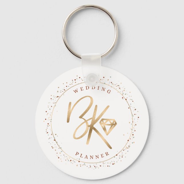 Chic Initials & Confetti Custom Made Company Logo Keychain (Front)
