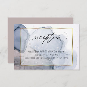 Chic Inky Dusty Blue Mauve Reception Invitation