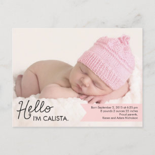 Chic Introduction Birth Announcement - Pink Postcard