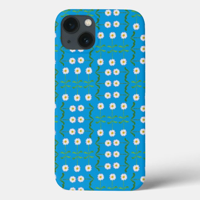 Chic iPad Case-Mate Case: White Daisies on Teal iPhone Case (Back)