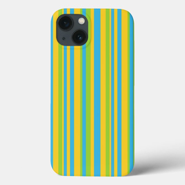 Chic iPad Case: Turquoise, Yellow, Green Stripes Case-Mate iPhone Case (Back)
