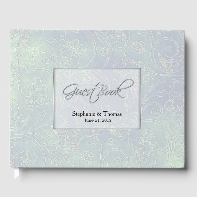 Chic Iridescent Pearl Wedding Guest Book (Front)