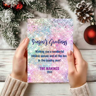 Chic iridescent pink Christmas new year greeting Card