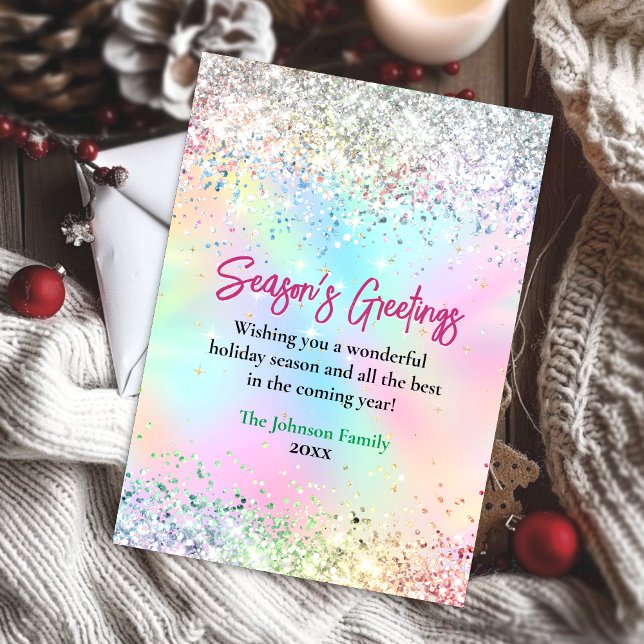 Chic iridescent unicorn glitter Christmas new year (Creator Uploaded)