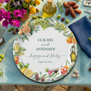 Chic Italian Citrus Engagement Party Paper Plate