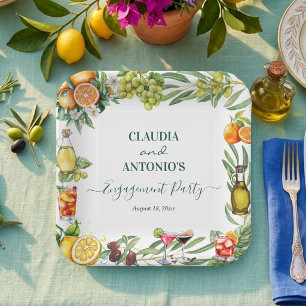 Chic Italian Citrus Engagement Party Paper Plate