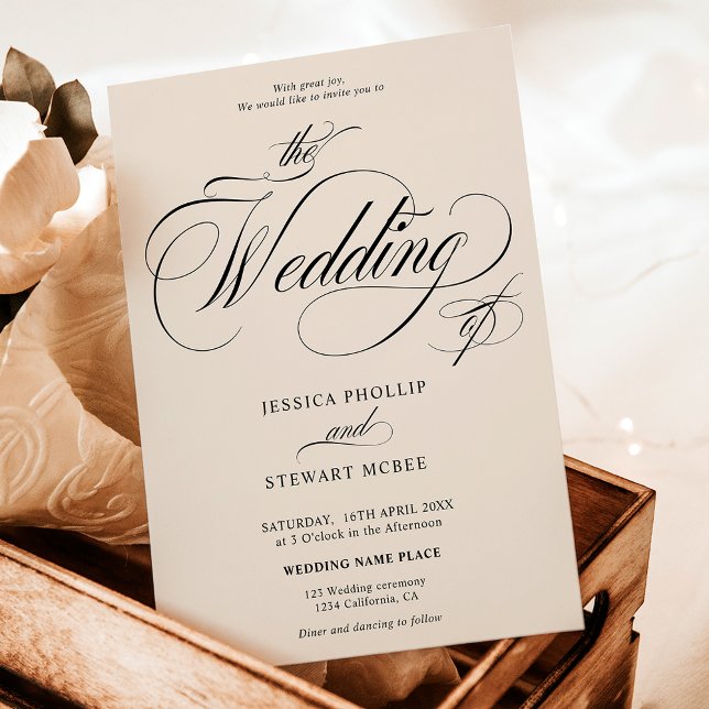 Chic ivory all in one calligraphy wedding invitation (Chic ivory all in one calligraphy wedding invitation)
