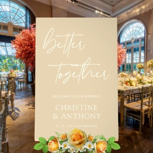 Chic Ivory and Champagne Gold Personalized Wedding Acrylic Sign