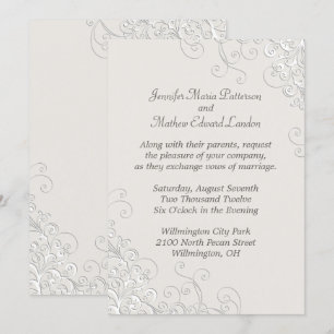 Chic Ivory and White Classic Wedding Invitation