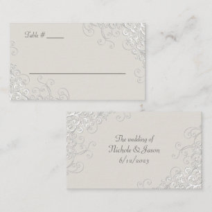 Chic Ivory and White Classic Wedding Place Card