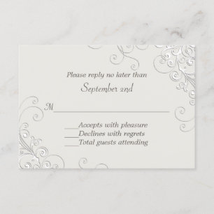 Chic Ivory and White Classic Wedding RSVP Card