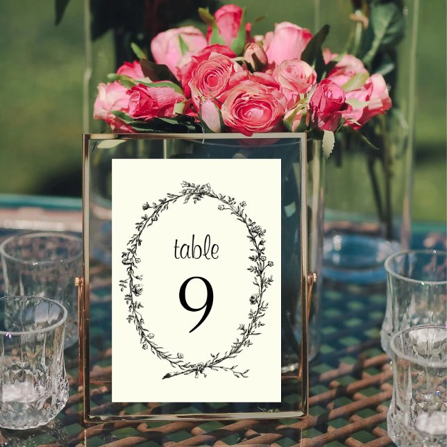 Chic ivory and wreath elegant wedding  table number (Creator Uploaded)