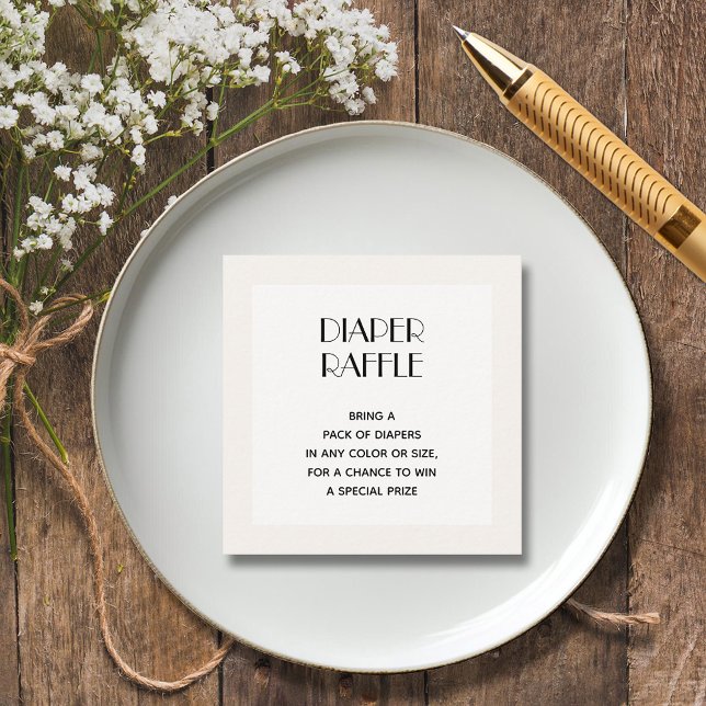 Chic Ivory Baby Shower Diaper Raffle Enclosure Card (Ivory baby shower diaper raffle 2.5" square enclosure cards)