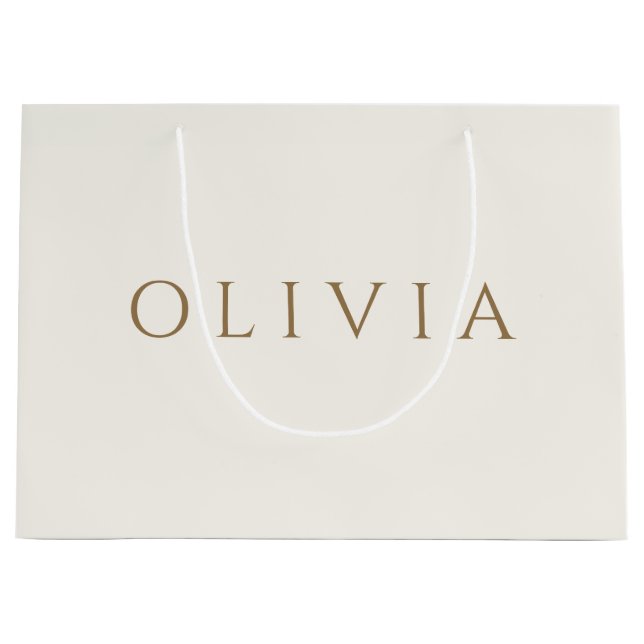 Chic ivory cream  minimalist monogram  large gift  bag (Front)