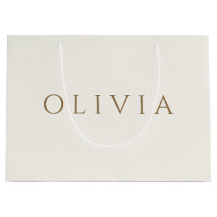 Chic ivory cream minimalist monogram large gift large gift bag
