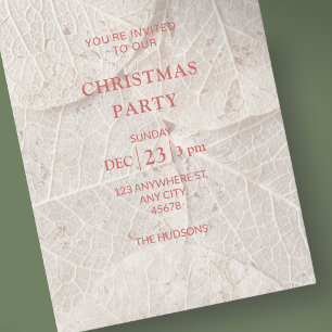 Chic Ivory + Dry Leaf Christmas Party  Holiday Card