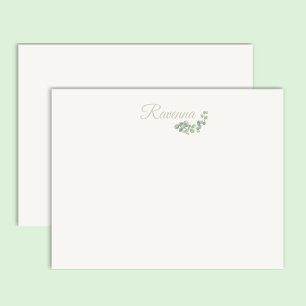 Chic Ivory Eucalyptus Sage Personalized Name Card
