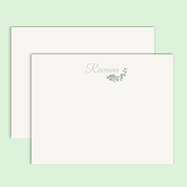 Chic Ivory Eucalyptus Sage Personalized Name Card (Creator Uploaded)
