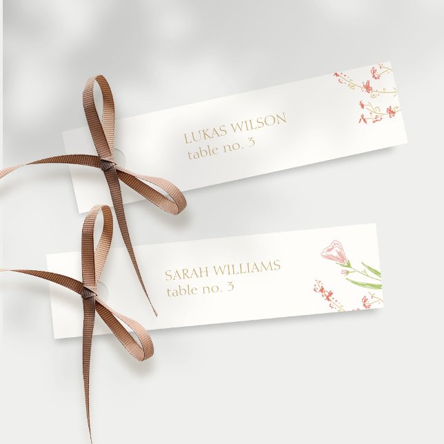 Chic Ivory | Floral Wedding Escort Place Name Card (Creator Uploaded)