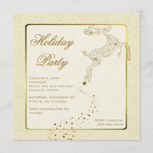 Chic Ivory & Gold Holiday Party Invitation