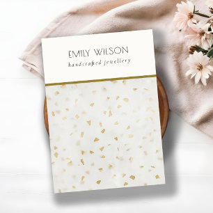 Chic Ivory Gold Terrazzo Blank Jewellery Display Business Card