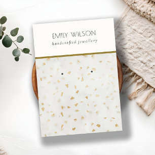 Chic Ivory Gold Terrazzo Marble Texture Earring Business Card