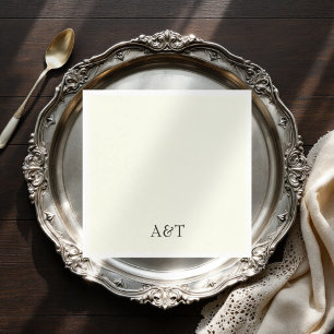 Chic ivory initials elegant wedding napkins