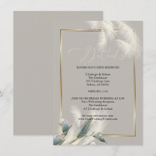 Chic Ivory Pampas Grass Teal Anthurium Invitation