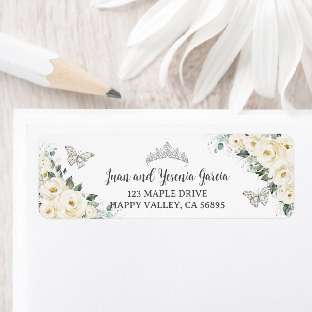 Chic Ivory White Floral Quinceanera Adresse de ret (En situation)